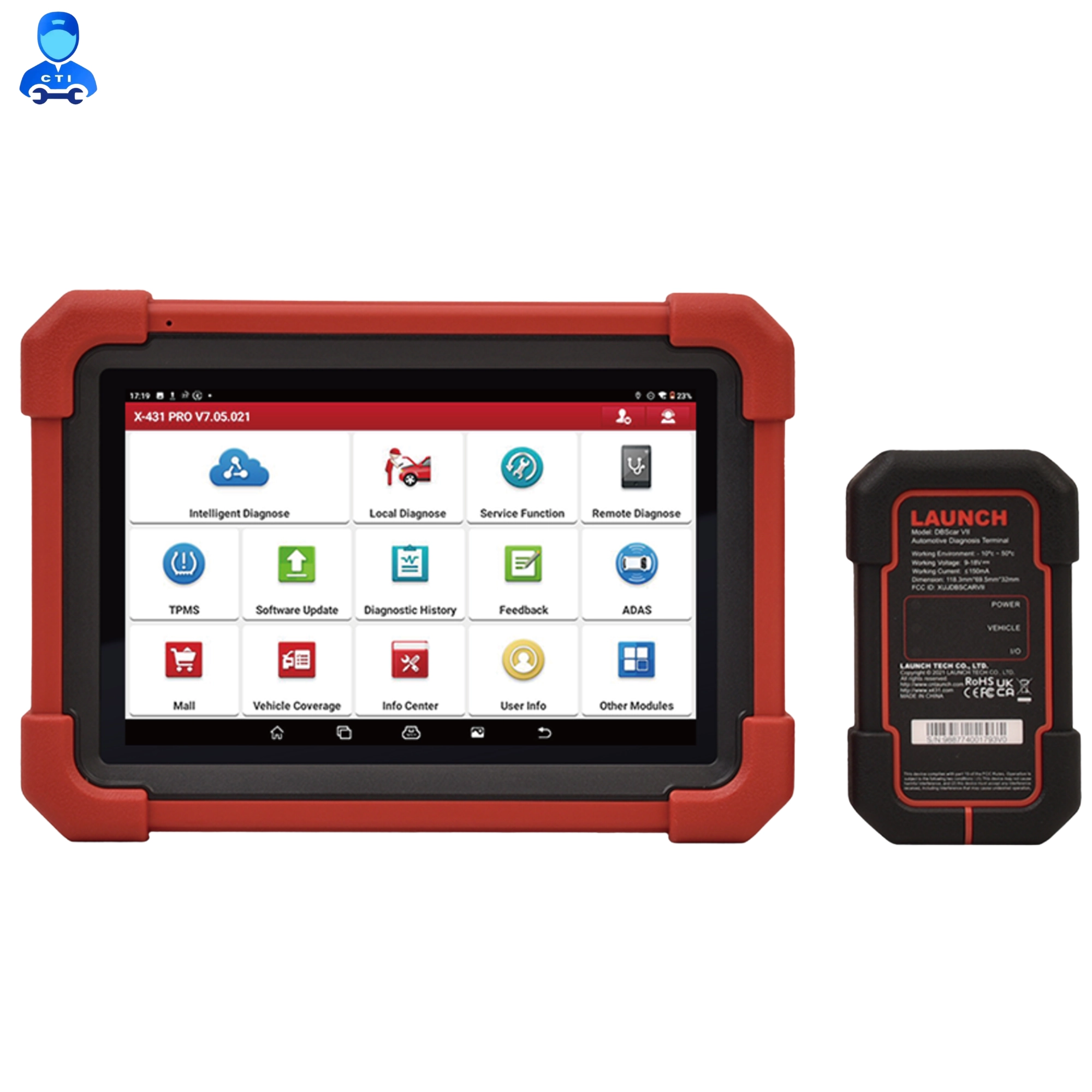 Launch X431 Pro SE LITE professional car diagnostic scanner tablet and OBD Bluetooth connector, ideal for Indian workshop users, with 1 year warranty and 3 years free software updates.