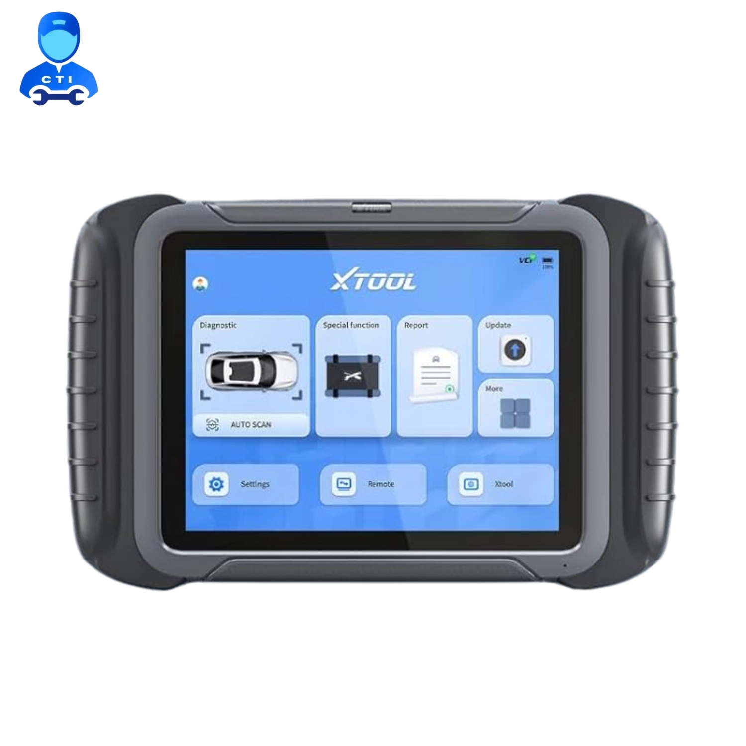 Close-up of the XTOOL XT80 smart diagnostic tablet showing the user interface with Auto Scan and Special Function options.